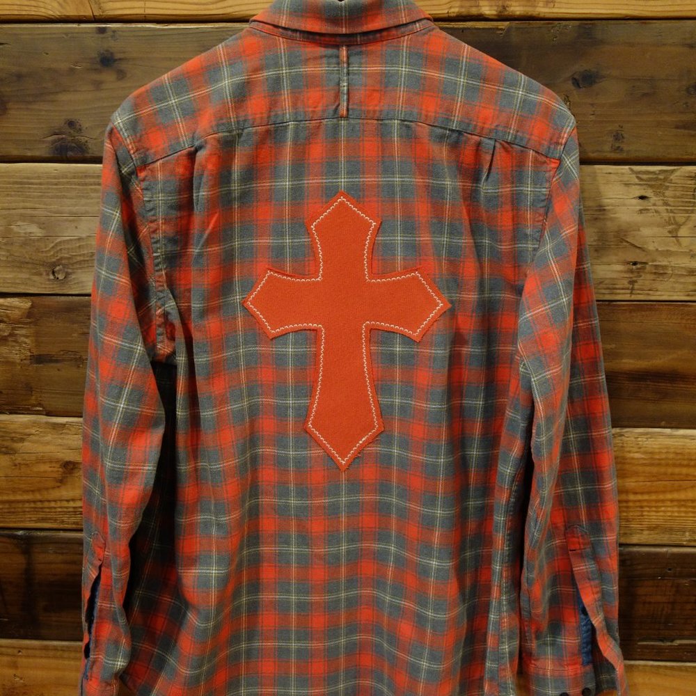 One-of-a-Kind Banana Republic Flannel featuring MadAndie Custom Cross - L